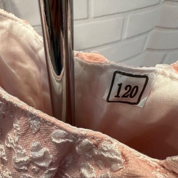 Girls Size 120 US 6-7Y Pink Floral Asymmetrical Aline Dress Easter Bridal Church - Picture 11 of 12